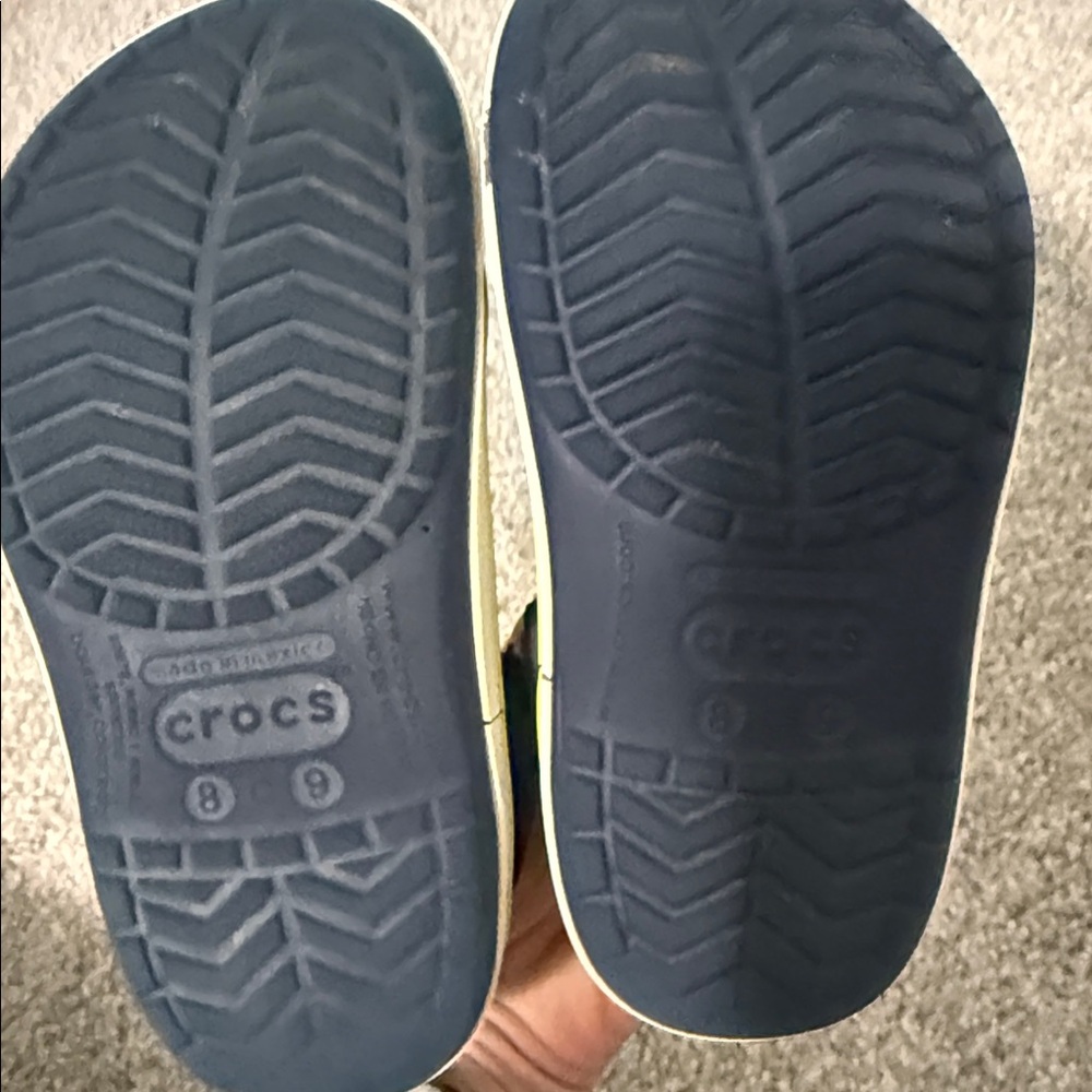CROCS Kids Navy and Yellow Water Shoes - Picture 3 of 4